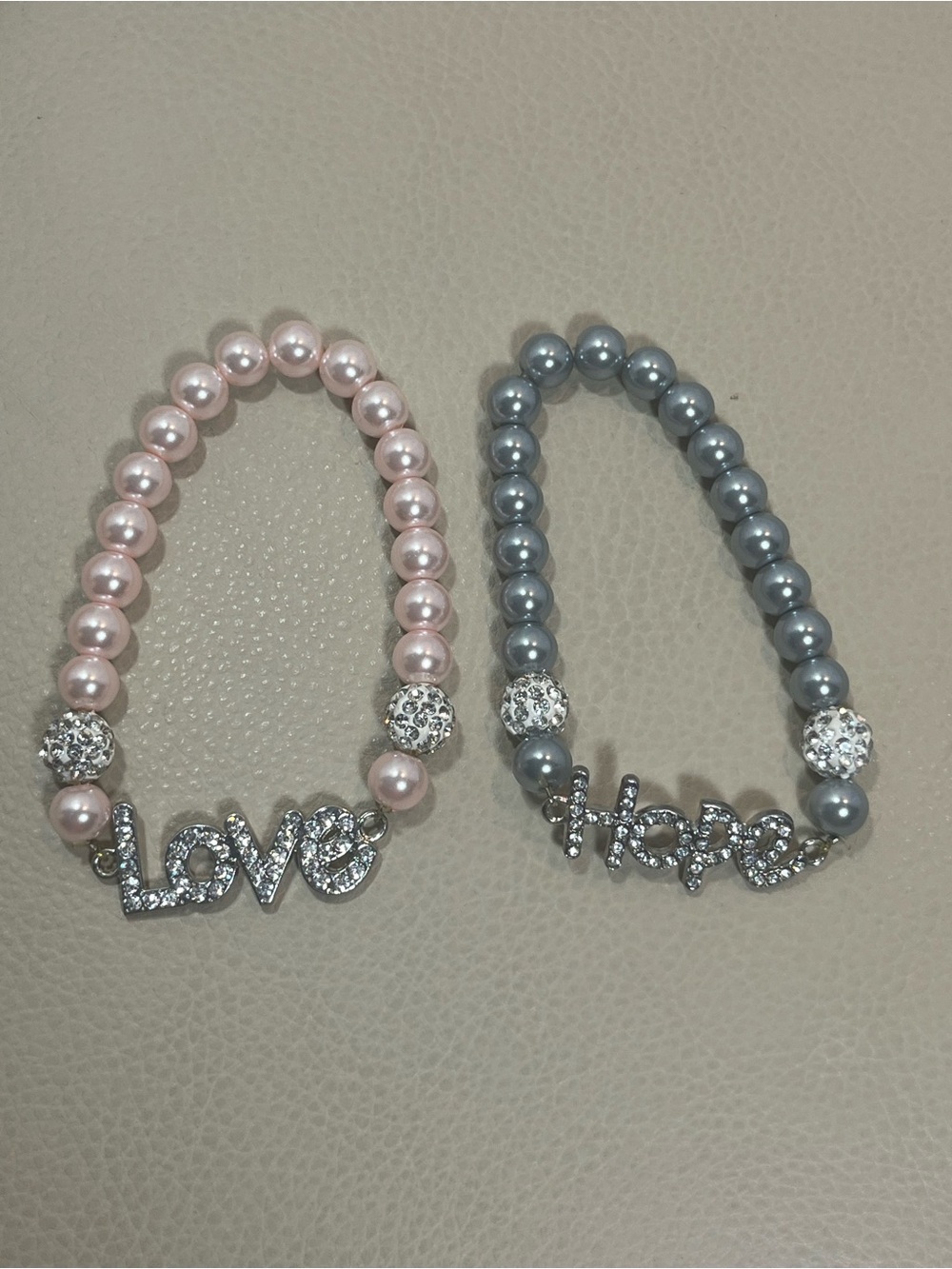 Pink Pearl "Love" Bracelet with Crystal Accents